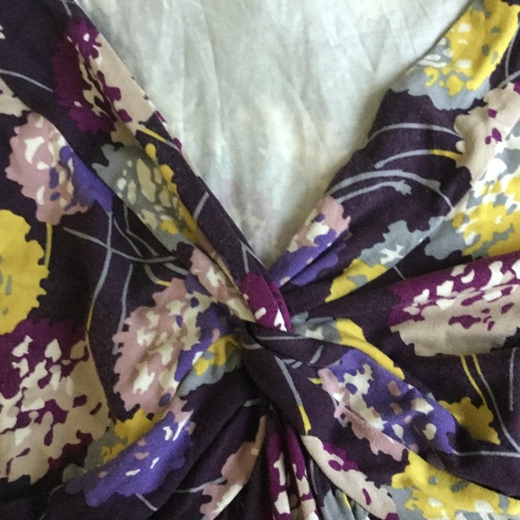 Boden Twist Front Jersey Dress Floral Purple - Sz 8R US, 12R UK - Picture 8 of 11